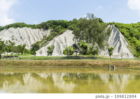 Badlands Geological landscape of Tianliao Moon World Scenic Area in Kaohsiung, Taiwan. it's famous for its similarity to the landscape of the Moon's surface. 109812804