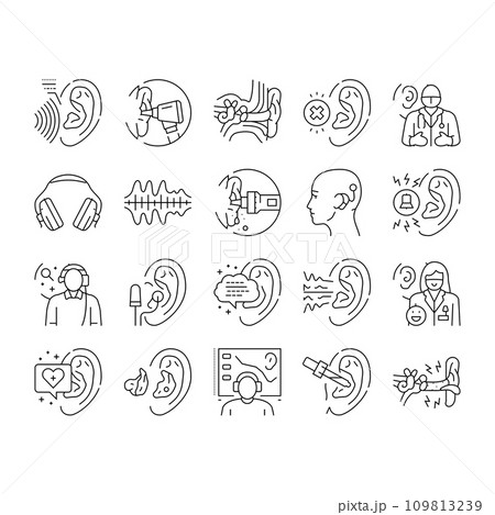 audiologist doctor ear deaf icons set vector 109813239