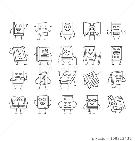 book character education library icons set vector 109813439