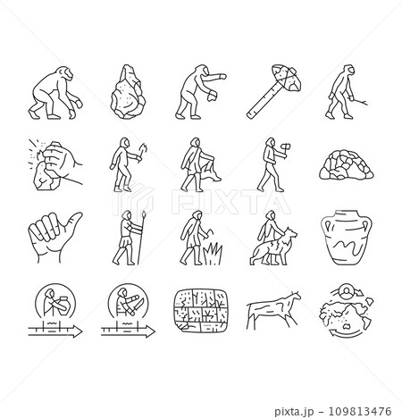 human evolution man caveman icons set vector human evolution man caveman icons set vector 109813476