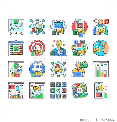social media marketing icons set vector 109813653