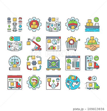 logistics manager warehouse icons set vector 109813656