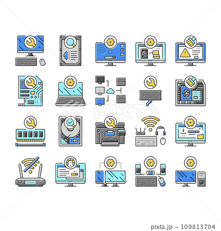 repair computer pc service icons set vector repair computer pc service icons set vector 109813704