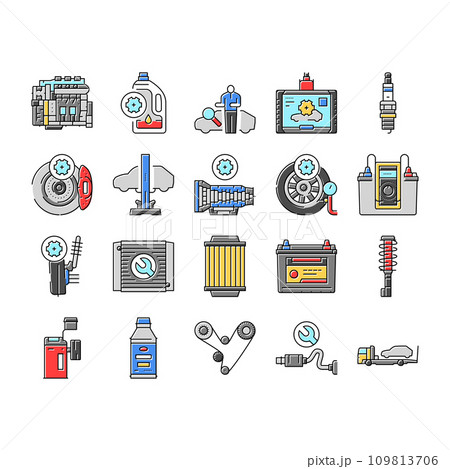 car mechanic repair service icons set vector car mechanic repair service icons set vector 109813706