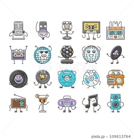 retro music character icons set vector 109813764