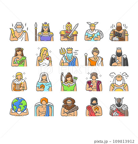 greek god mythology ancient icons set vector greek god mythology ancient icons set vector 109813912