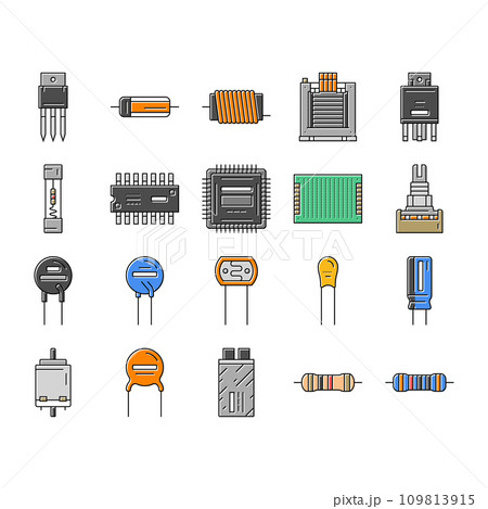 electronic component circuit chip icons set vector 109813915
