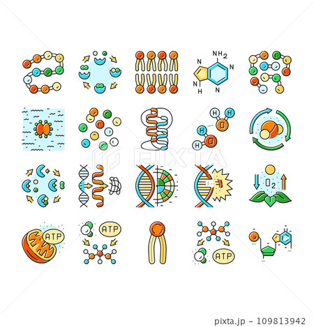 biotechnology chemistry science icons set vector 109813942