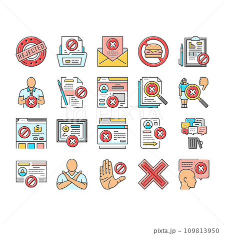 reject man stop stamp cancel icons set vector 109813950