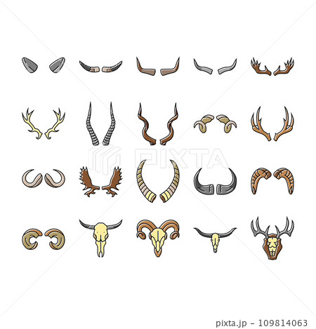 horn animal wildlife nature icons set vector horn animal wildlife nature icons set vector 109814063