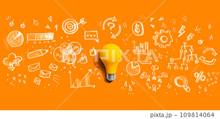 Marketing strategy concept with a light bulb Marketing strategy concept with a light bulb 109814064
