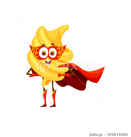 Cartoon funghetto italian pasta superhero character. Isolated vector charismatic super hero defender personage in red mask and cape, embodies playful spirit, showcasing oozing charm and heroic stance Cartoon funghetto italian pasta superhero character. Isolated vector charismatic super hero defender personage in red mask and cape, embodies playful spirit, showcasing oozing charm and heroic stance 109814080