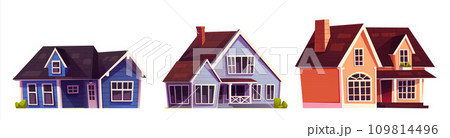 Suburban houses set isolated on white background 109814496