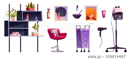 Beauty parlor design elements set 109814497