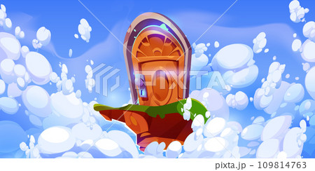 Island with wooden door floating in sky Island with wooden door floating in sky 109814763