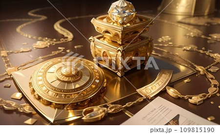 黄金に光る豪華なお宝:失われた大陸の古代の秘宝【AI生成画像】 黄金に光る豪華なお宝:失われた大陸の古代の秘宝【AI生成画像】 109815190