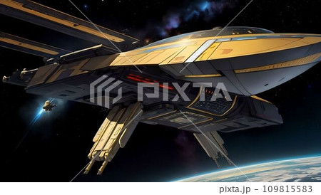 近未来のメタバース空間の宇宙船【AI生成画像】 109815583