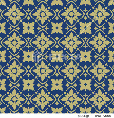 Dark blue background with beautiful gold ornament Dark blue background with beautiful gold ornament 109815600