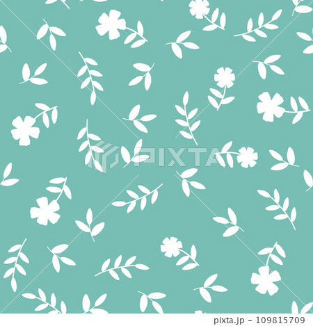 Seamless pattern with white flowers 109815709