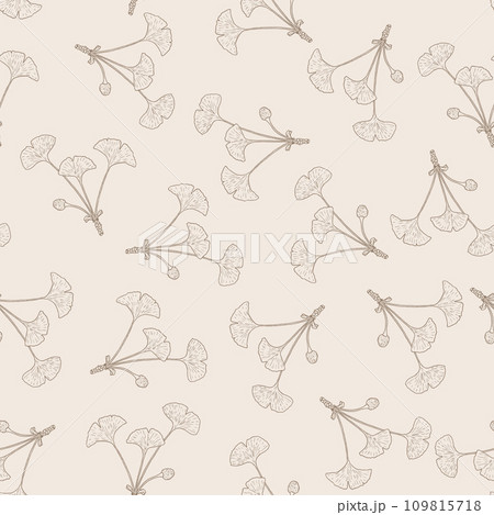 Seamless pattern with ginkgo biloba branches 109815718