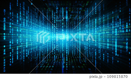 blue digital binary data on computer screen.technology background concept. Genearative AI. blue digital binary data on computer screen.technology background concept. Genearative AI. 109815870