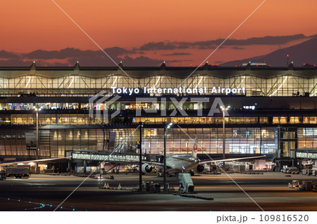 羽田空港の風景・夕暮れの風景・第3ターミナル・Terminal3 羽田空港の風景・夕暮れの風景・第3ターミナル・Terminal3 109816520
