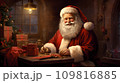 子どもたちへのプレゼントを考えるおじいさんサンタクロース　AI生成画像 109816885