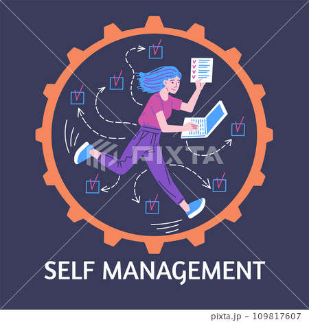 Banner about self management and productivity flat style, vector illustration 109817607
