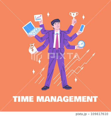 Banner about time management flat style, vector illustration 109817610