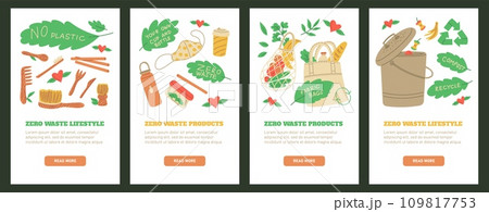 Zero waste products and lifestyle web pages design set. 109817753