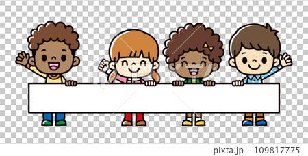 Vector illustration of multicultural children with message board Vector illustration of multicultural children with message board 109817775
