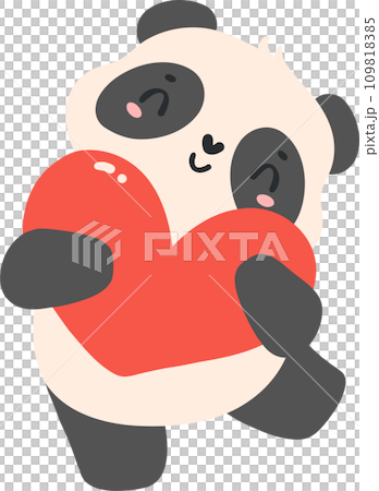 Cute Baby Panda Valentine with heart kawaii animal cartoon hand drawn Cute Baby Panda Valentine with heart kawaii animal cartoon hand drawn 109818385