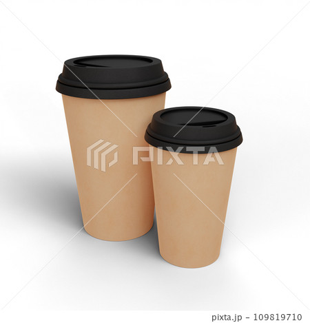 Coffee Paper Cup on White Background for Mockup and Template. 3D Illustration. File with Clipping Path. Coffee Paper Cup on White Background for Mockup and Template. 3D Illustration. File with Clipping Path. 109819710