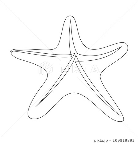 One line sea starfish design silhouette. Hand drawn minimalism style vector illustration. 109819893