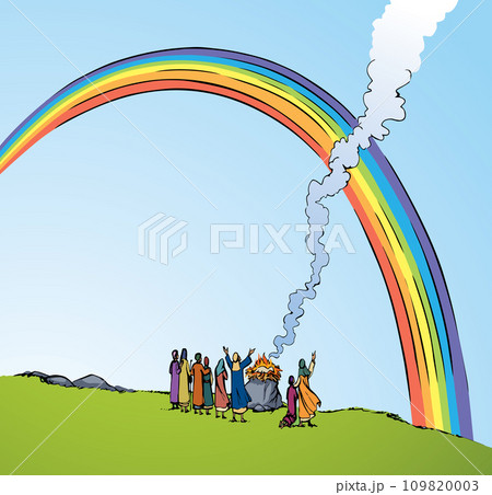 Vector drawing. Noah Offers a Sacrifice to God 109820003