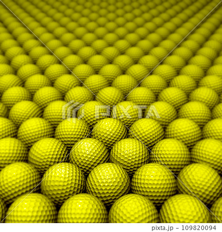ゴルフボールの集合体 3DCG 被写界深度 109820094