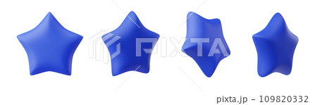 Set of blue stars different shapes. Realistic 3d design cartoon style. vector illustration Set of blue stars different shapes. Realistic 3d design cartoon style. vector illustration 109820332
