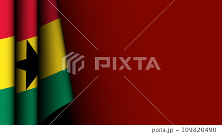 The Ghanaian flag on the left, against a red background 109820490