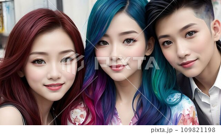 色々な家族の集合写真：記念写真【AI生成画像】 109821198