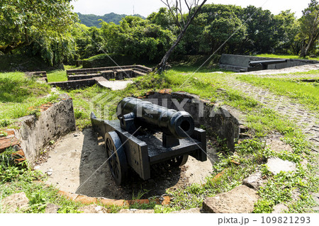 Panoramic view of Ershawan Battery in Keelung, Taiwan. better known as the Tenable Gate of the Sea, It was built during Taiwan's Qing era. Panoramic view of Ershawan Battery in Keelung, Taiwan. better known as the Tenable Gate of the Sea, It was built during Taiwan's Qing era. 109821293