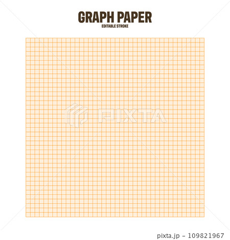 Sheet of graph paper with grid. Millimeter paper texture, geometric pattern. Orange lined blank for drawing, studying, technical engineering or scale measurement. Vector illustration 109821967