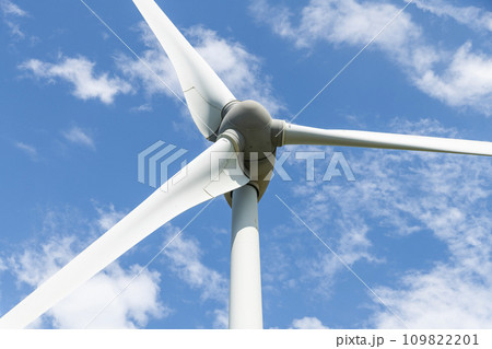 Close-up of wind power systems with the blue sky background. Close-up of wind power systems with the blue sky background. 109822201