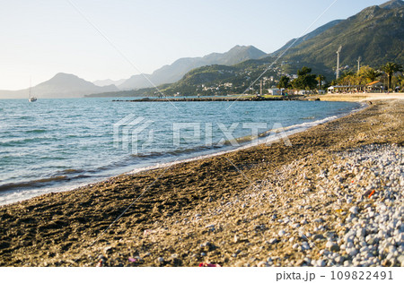 Montenegro Adriatic sea beach in Bar city. Summer travel and vacation concept Montenegro Adriatic sea beach in Bar city. Summer travel and vacation concept 109822491