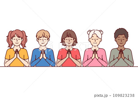Praying multiethnic children attending sunday religious school for christians and catholics Praying multiethnic children attending sunday religious school for christians and catholics 109823238