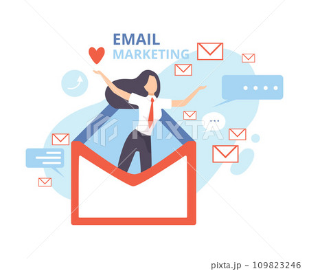 Email Marketing, Advertising Campaign, Contern eaching Target Audience with Emails Flat Vector Illustration 109823246