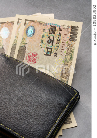 革の財布と紙幣 革の財布と紙幣 109823902