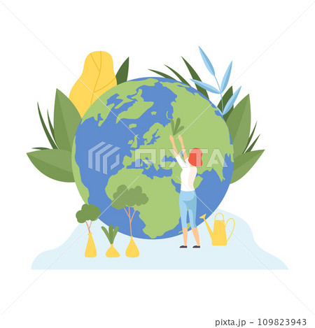 Woman Planting Trees, Volunteers Taking Care About Planet Ecology, Environment, Nature Protection Flat Vector Illustration Woman Planting Trees, Volunteers Taking Care About Planet Ecology, Environment, Nature Protection Flat Vector Illustration 109823943
