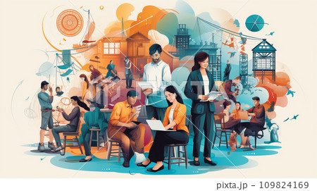 仕事の多様性：異なる業種、職種、文化間での協力。