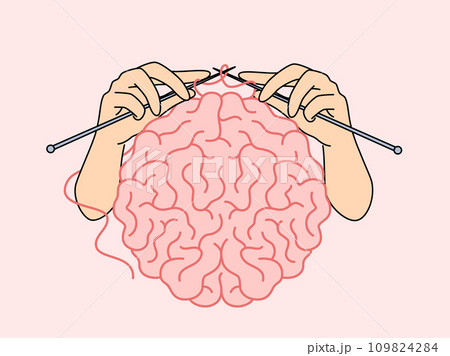 Human brain and hands with knitting needles, as metaphor for intellectual development Human brain and hands with knitting needles, as metaphor for intellectual development 109824284