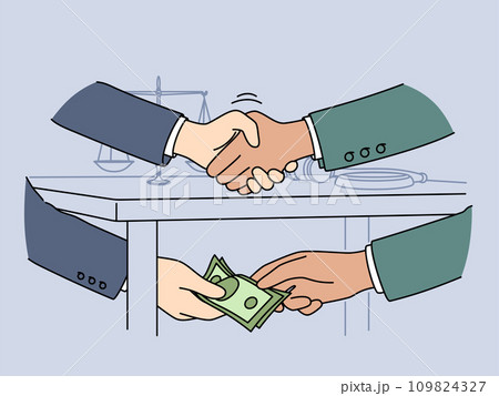 Official shakes hands with businessman after receiving bribe for unfair judicial decision Official shakes hands with businessman after receiving bribe for unfair judicial decision 109824327